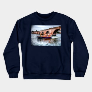 Berwick Upon Tweed RNLI Lifeboat And Old Bridge Crewneck Sweatshirt